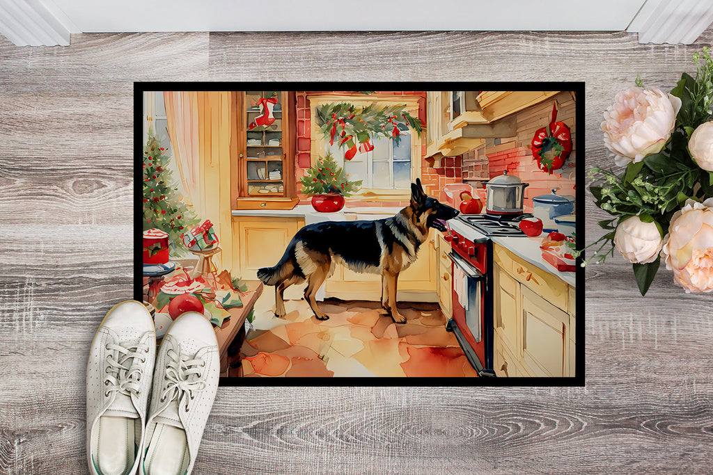 German Shepherd Christmas Cookies Doormat Indoor Outdoor 24H X 36W Front Door Mat Rugs for Entryway, Non Slip Washable Low Pile,