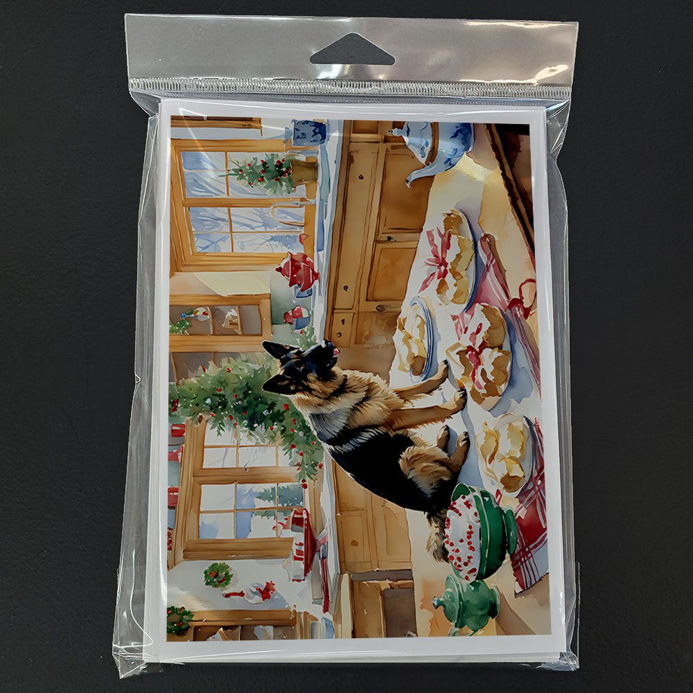 German Shepherd Christmas Cookies Greeting Cards Pack of 8 Blank Cards with Envelopes Whimsical A7 Size 5x7