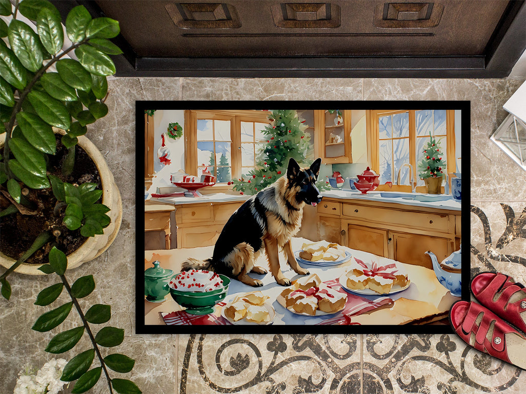 German Shepherd Christmas Cookies Doormat Indoor Outdoor 24H X 36W Front Door Mat Rugs for Entryway, Non Slip Washable Low Pile,