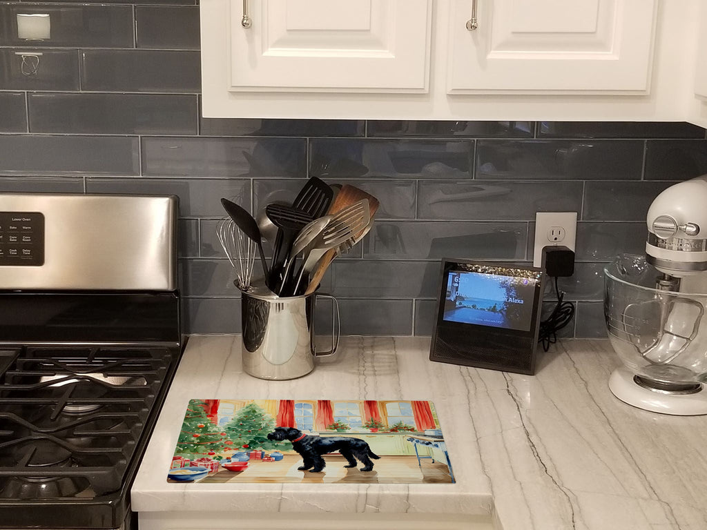 Giant Schnauzer Christmas Cookies Cutting Board Tempered Glass Kitchen Cutting Surface, Heat Resistant Chopping, Non-Slip Feet, Food Prep & Serving