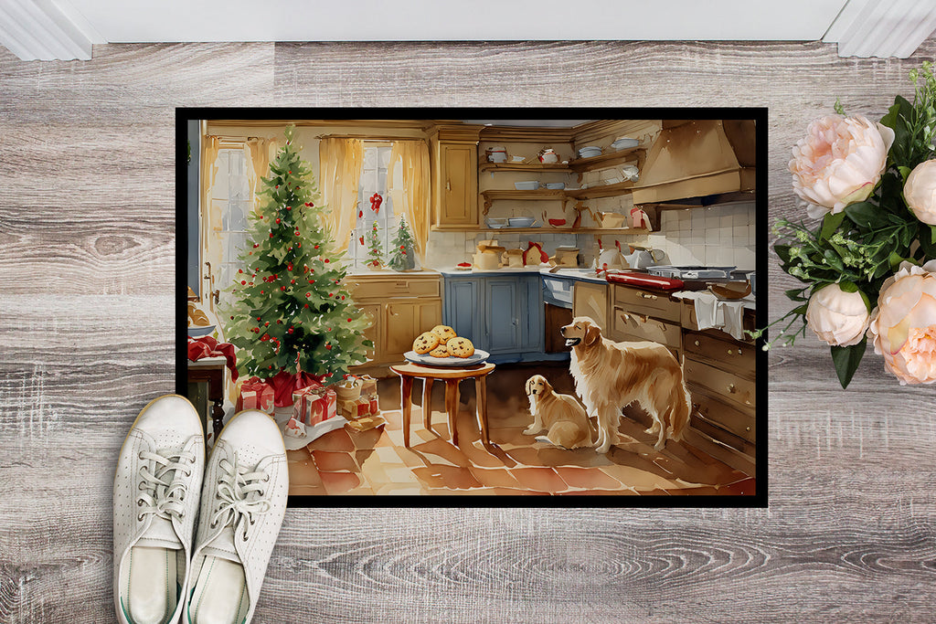 Golden Retriever Christmas Cookies Doormat Indoor Outdoor 24H X 36W Front Door Mat Rugs for Entryway, Non Slip Washable Low Pile,