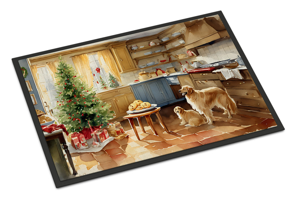 Golden Retriever Christmas Cookies Doormat Indoor Outdoor 18H X 27W Front Door Mat Rugs for Entryway, Non Slip Washable