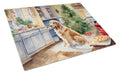 Golden Retriever Christmas Cookies Cutting Board Tempered Glass Kitchen Cutting Surface, Heat Resistant Chopping, Non-Slip Feet, Food Prep & Serving