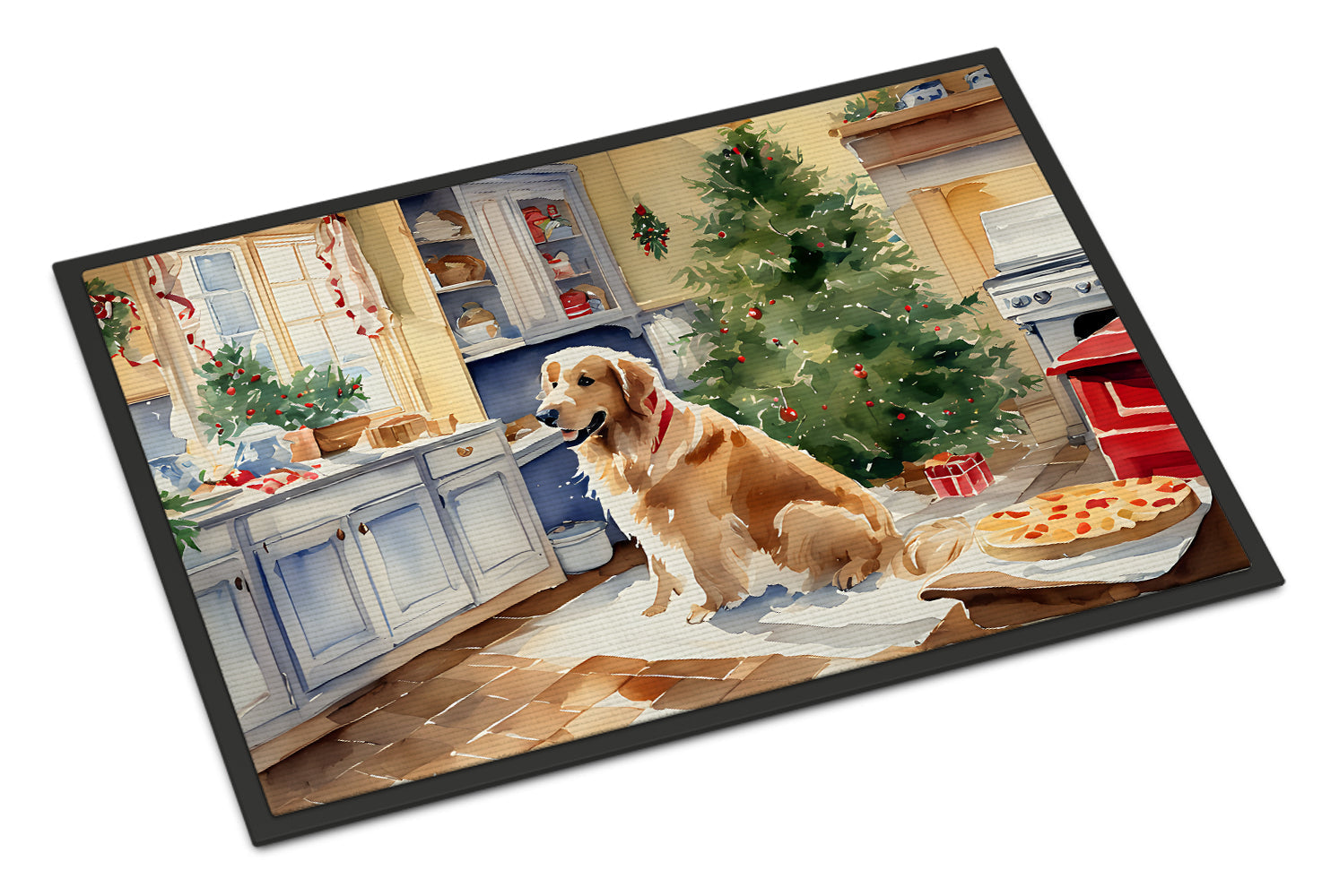 Golden Retriever Christmas Cookies Doormat Indoor Outdoor 18H X 27W Front Door Mat Rugs for Entryway, Non Slip Washable