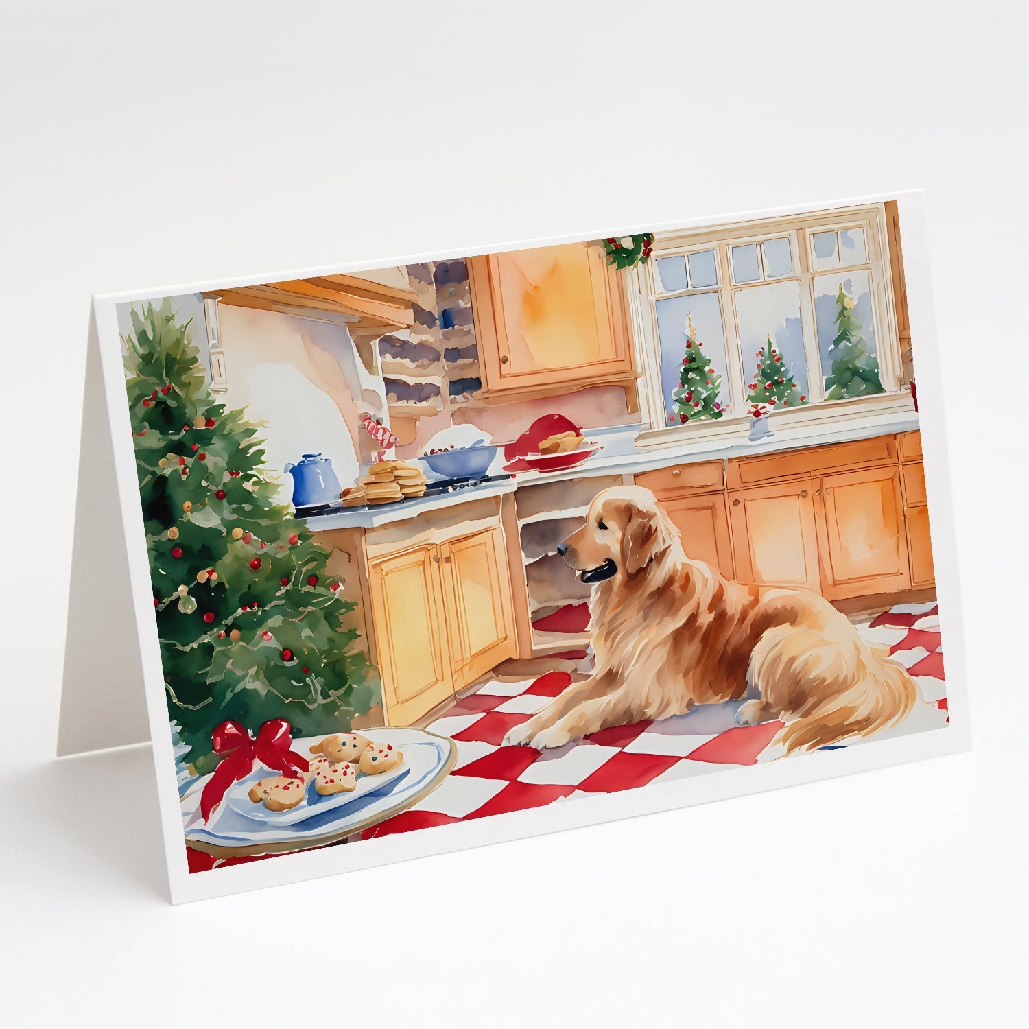 Golden Retriever Christmas Cookies Greeting Cards Pack of 8 Blank Cards with Envelopes Whimsical A7 Size 5x7