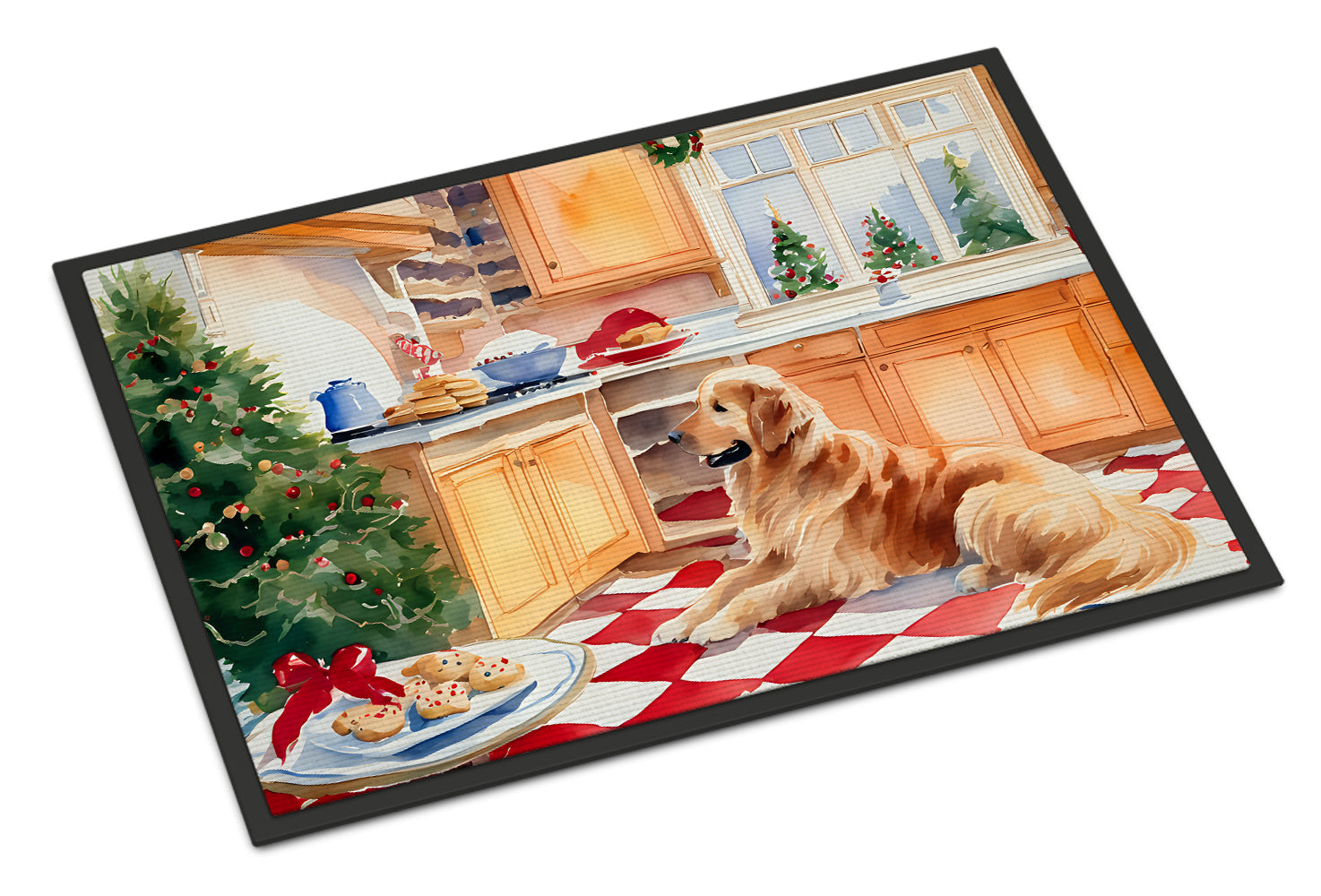 Golden Retriever Christmas Cookies Doormat Indoor Outdoor 24H X 36W Front Door Mat Rugs for Entryway, Non Slip Washable Low Pile,