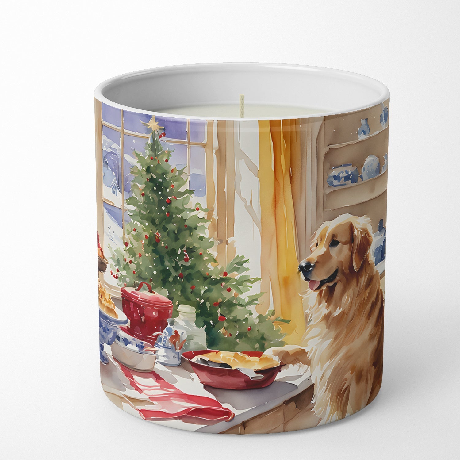 Golden Retriever Christmas Cookies Decorative Soy Candle Nature Soy Wax Essential Oil Home Decor Ideal for Bedroom Kitchen Bath Office Gift, 10 oz