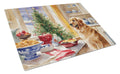 Golden Retriever Christmas Cookies Cutting Board Tempered Glass Kitchen Cutting Surface, Heat Resistant Chopping, Non-Slip Feet, Food Prep & Serving