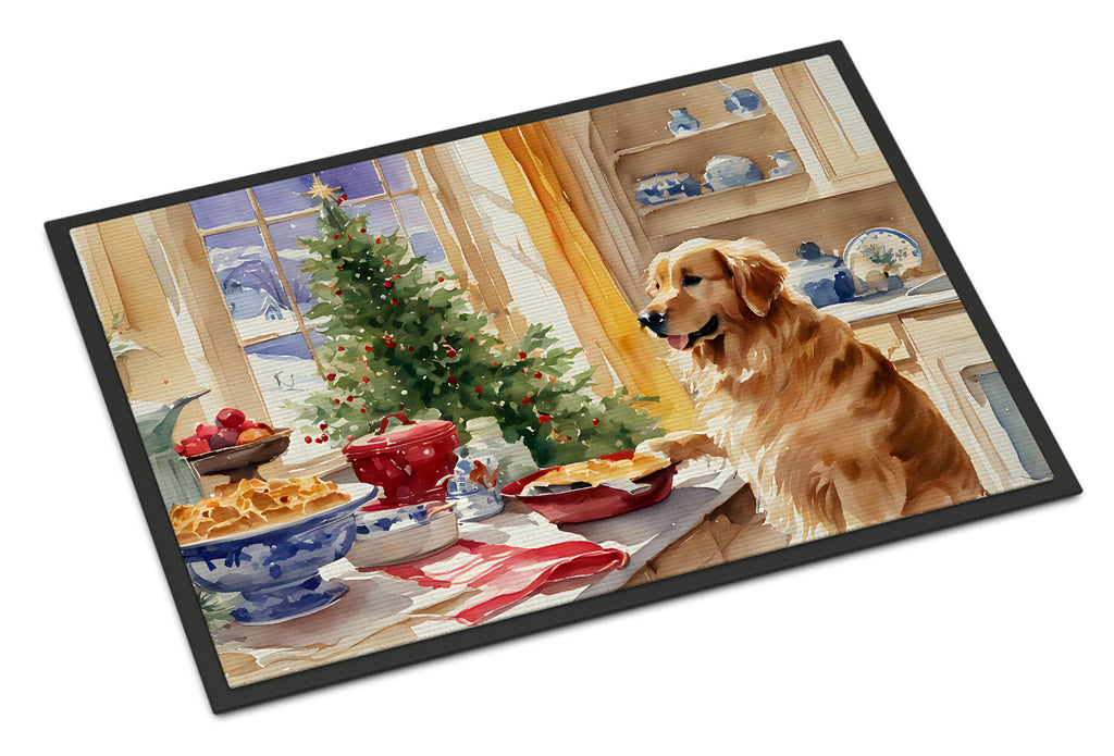 Golden Retriever Christmas Cookies Doormat Indoor Outdoor 18H X 27W Front Door Mat Rugs for Entryway, Non Slip Washable