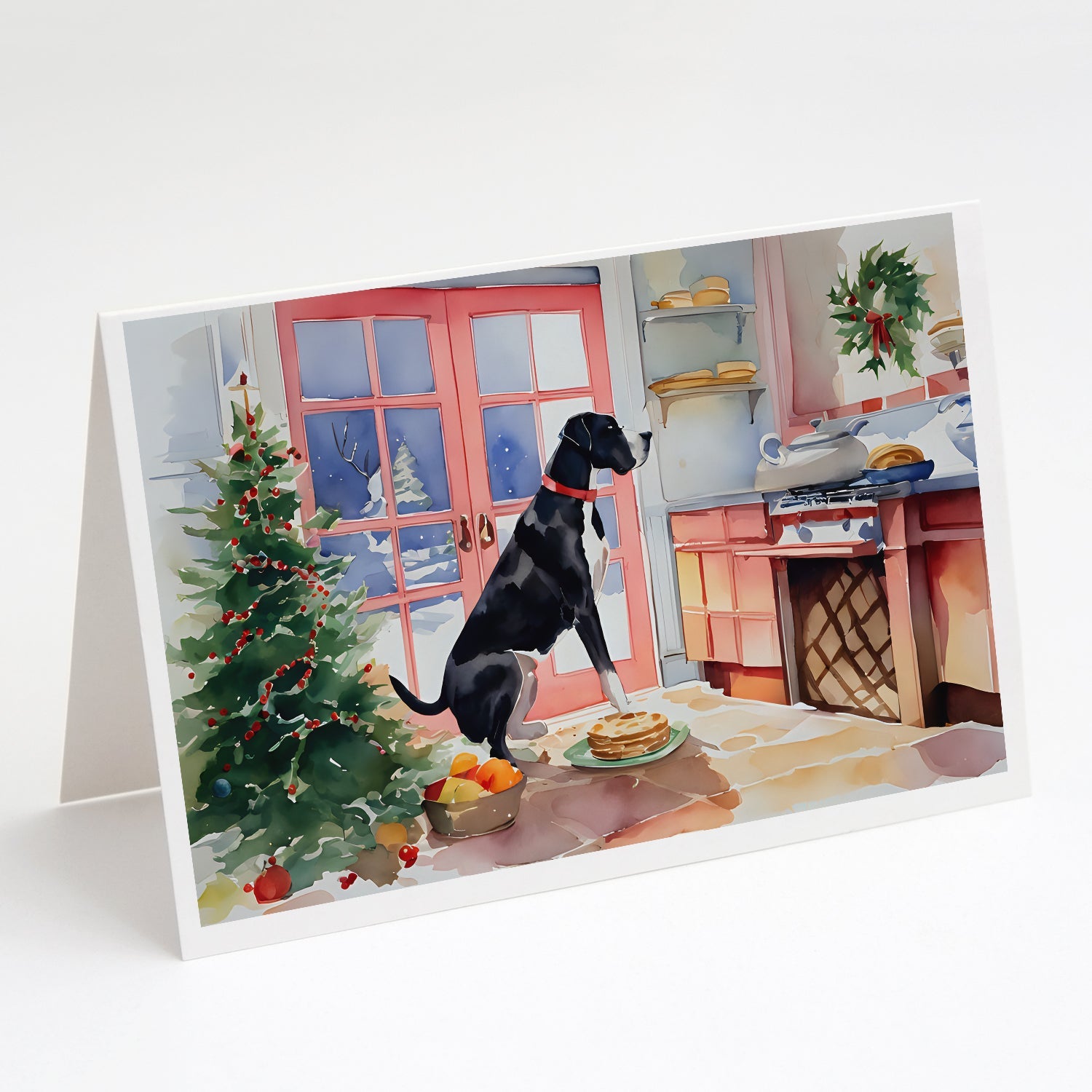 Great Dane Christmas Cookies Greeting Cards Pack of 8 Blank Cards with Envelopes Whimsical A7 Size 5x7