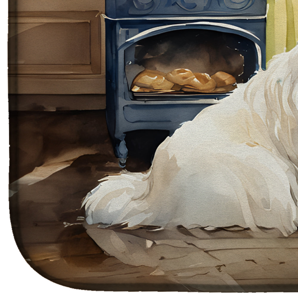 Great Pyrenees Christmas Cookies Dish Drying Mat Absorbent Dish Drying Mat Pad for Kitchen Counter Dish Drainer Mat for Countertop, 14 x 21", Multicolor