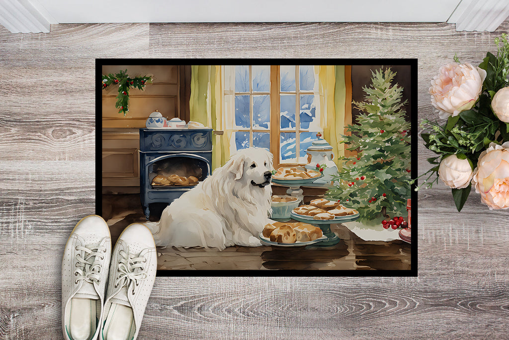 Great Pyrenees Christmas Cookies Doormat Indoor Outdoor 18H X 27W Front Door Mat Rugs for Entryway, Non Slip Washable
