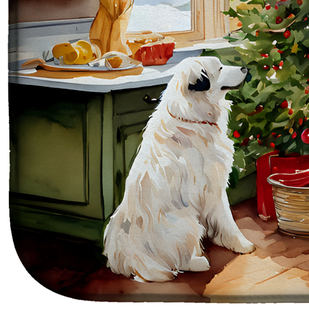 Great Pyrenees Christmas Cookies Dish Drying Mat Absorbent Dish Drying Mat Pad for Kitchen Counter Dish Drainer Mat for Countertop, 14 x 21", Multicolor