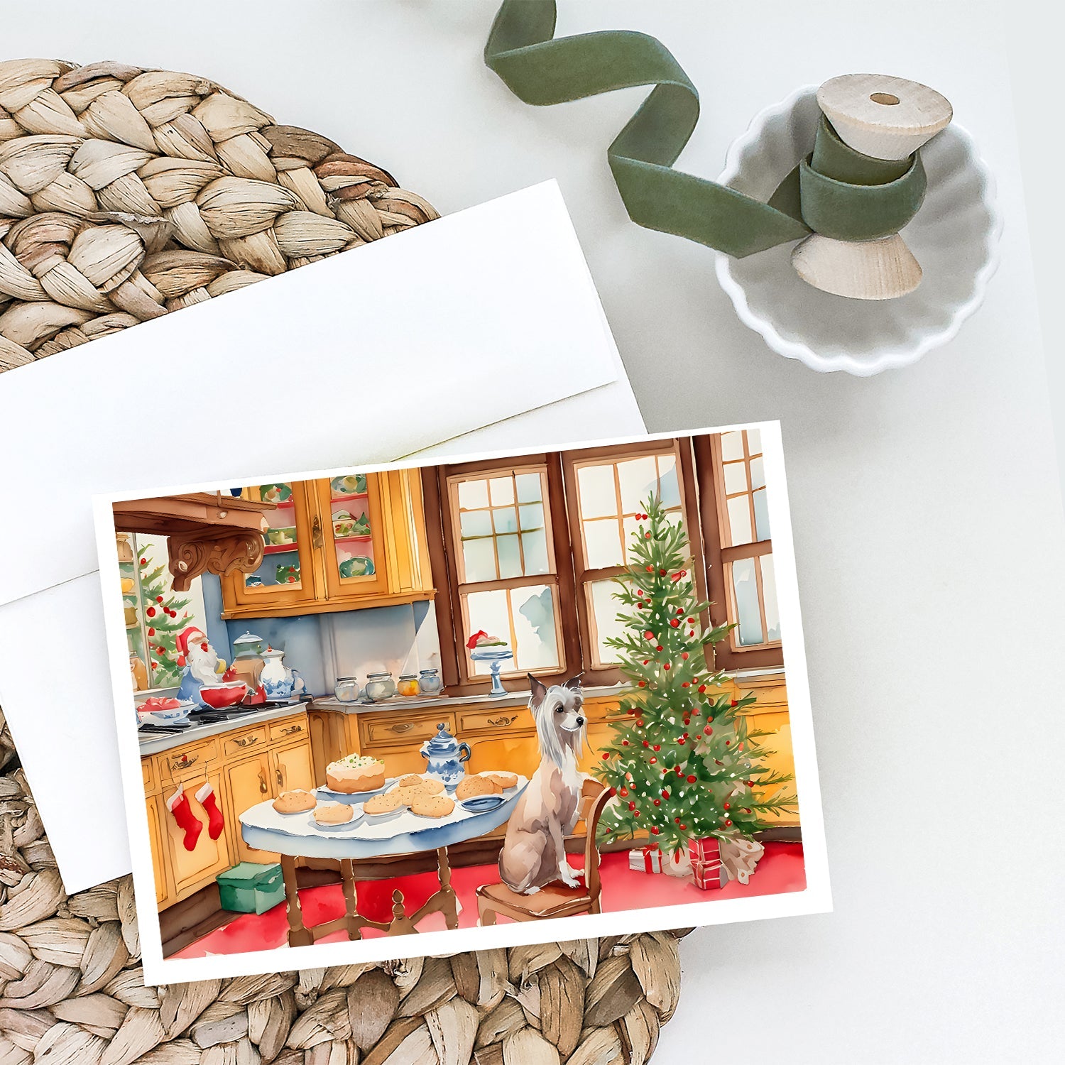 Chinese Crested Christmas Cookies Greeting Cards Pack of 8 Blank Cards with Envelopes Whimsical A7 Size 5x7