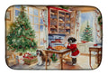 Havanese Christmas Cookies Dish Drying Mat Absorbent Dish Drying Mat Pad for Kitchen Counter Dish Drainer Mat for Countertop, 14 x 21", Multicolor