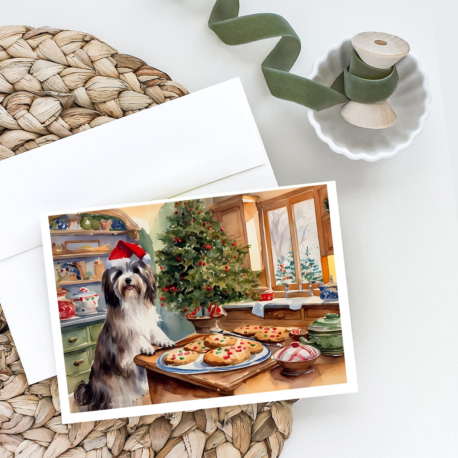 Havanese Christmas Cookies Greeting Cards Pack of 8 Blank Cards with Envelopes Whimsical A7 Size 5x7