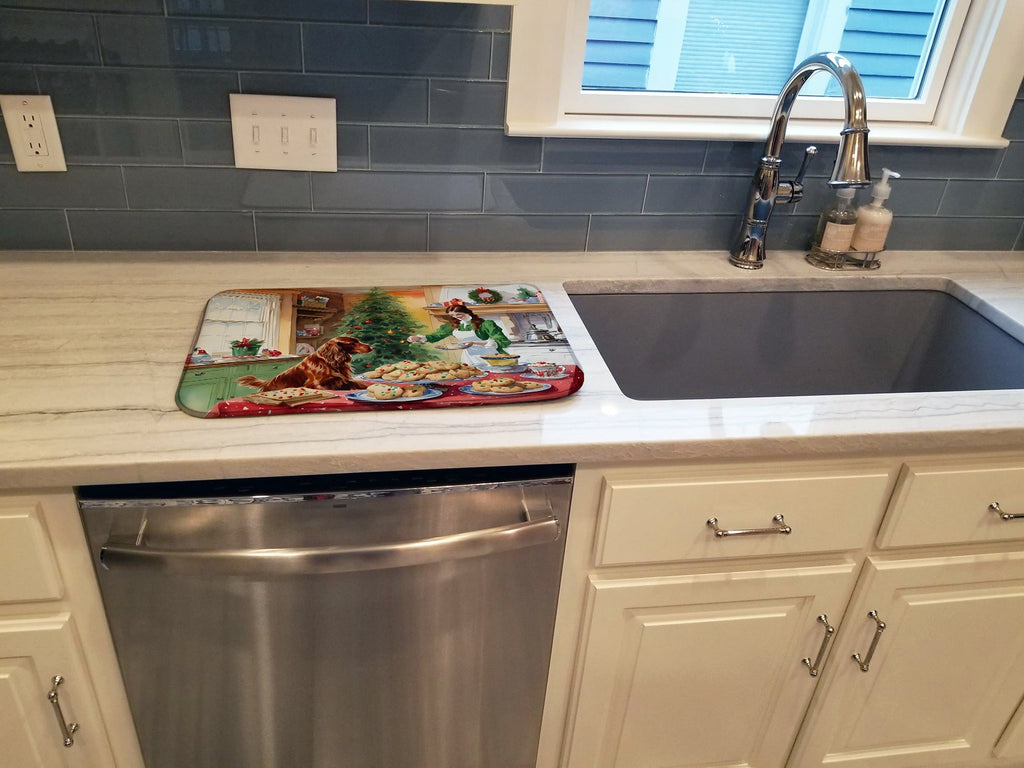 Irish Setter Christmas Cookies Dish Drying Mat Absorbent Dish Drying Mat Pad for Kitchen Counter Dish Drainer Mat for Countertop, 14 x 21", Multicolor