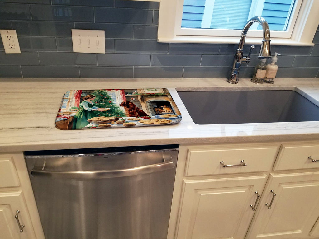 Irish Setter Christmas Cookies Dish Drying Mat Absorbent Dish Drying Mat Pad for Kitchen Counter Dish Drainer Mat for Countertop, 14 x 21", Multicolor