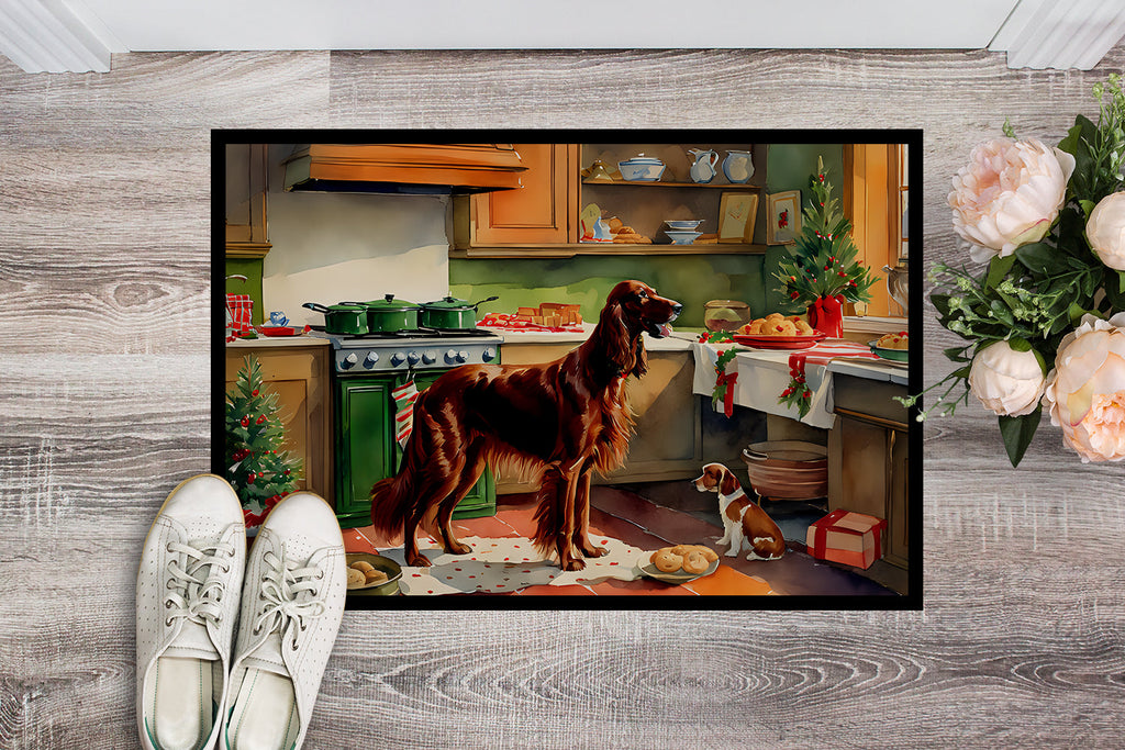 Irish Setter Christmas Cookies Doormat Indoor Outdoor 24H X 36W Front Door Mat Rugs for Entryway, Non Slip Washable Low Pile,