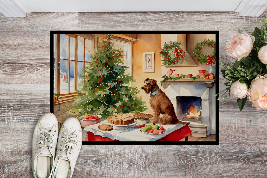 Irish Terrier Christmas Cookies Doormat Indoor Outdoor 24H X 36W Front Door Mat Rugs for Entryway, Non Slip Washable Low Pile,