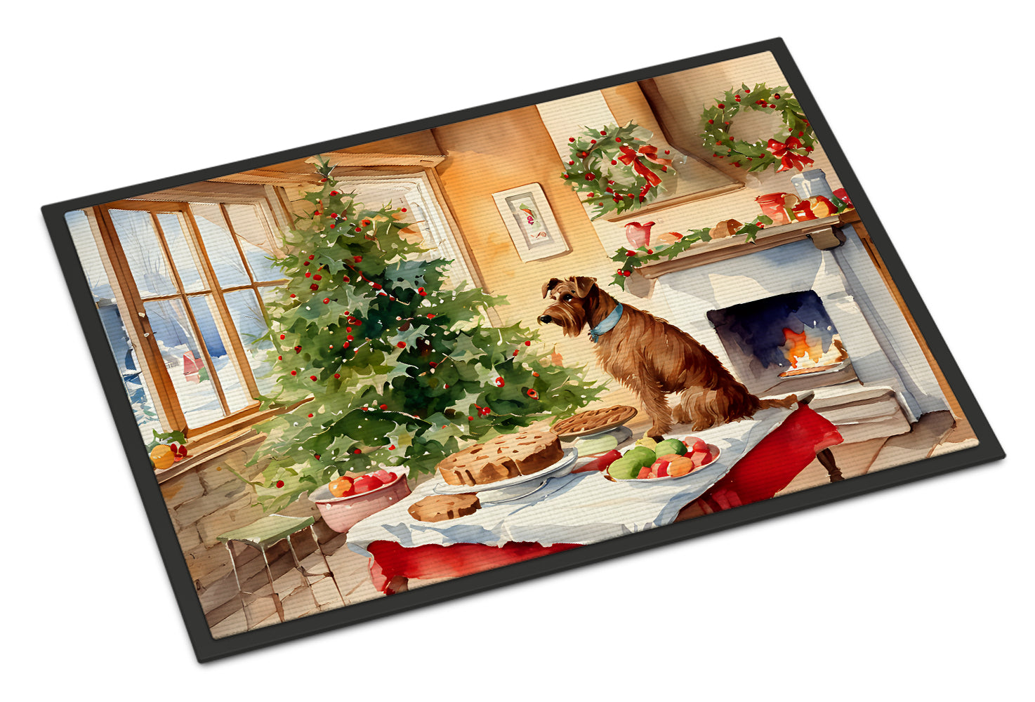 Irish Terrier Christmas Cookies Doormat Indoor Outdoor 18H X 27W Front Door Mat Rugs for Entryway, Non Slip Washable