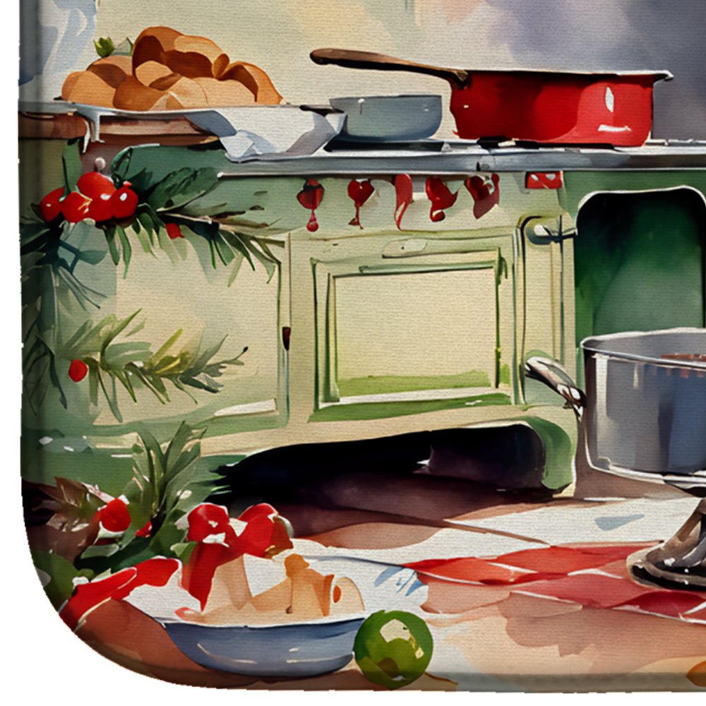 Irish Terrier Christmas Cookies Dish Drying Mat Absorbent Dish Drying Mat Pad for Kitchen Counter Dish Drainer Mat for Countertop, 14 x 21", Multicolor