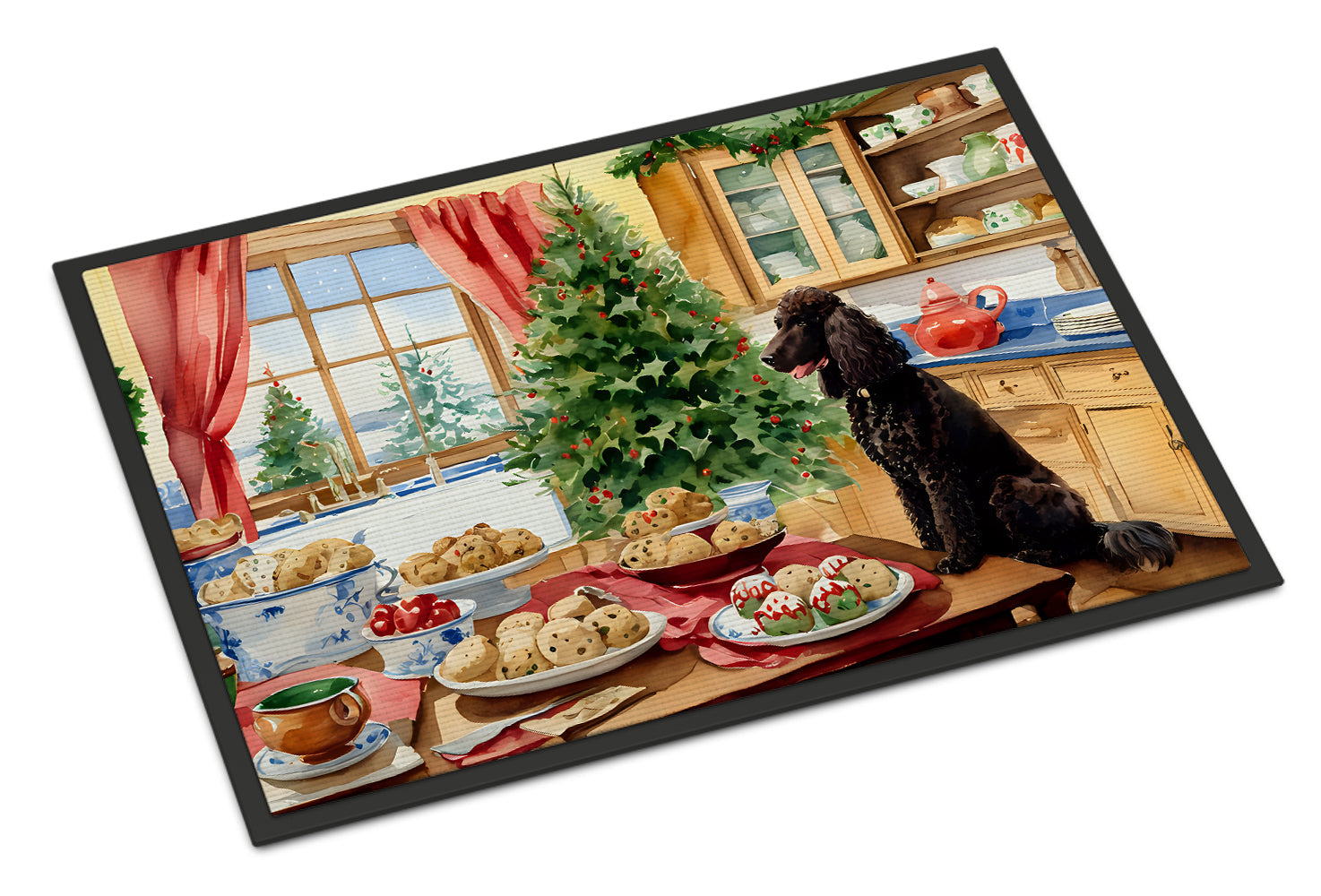 Irish Water Spaniel Christmas Cookies Doormat Indoor Outdoor 24H X 36W Front Door Mat Rugs for Entryway, Non Slip Washable Low Pile,