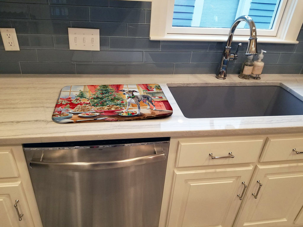 Italian Greyhound Christmas Cookies Dish Drying Mat Absorbent Dish Drying Mat Pad for Kitchen Counter Dish Drainer Mat for Countertop, 14 x 21", Multicolor