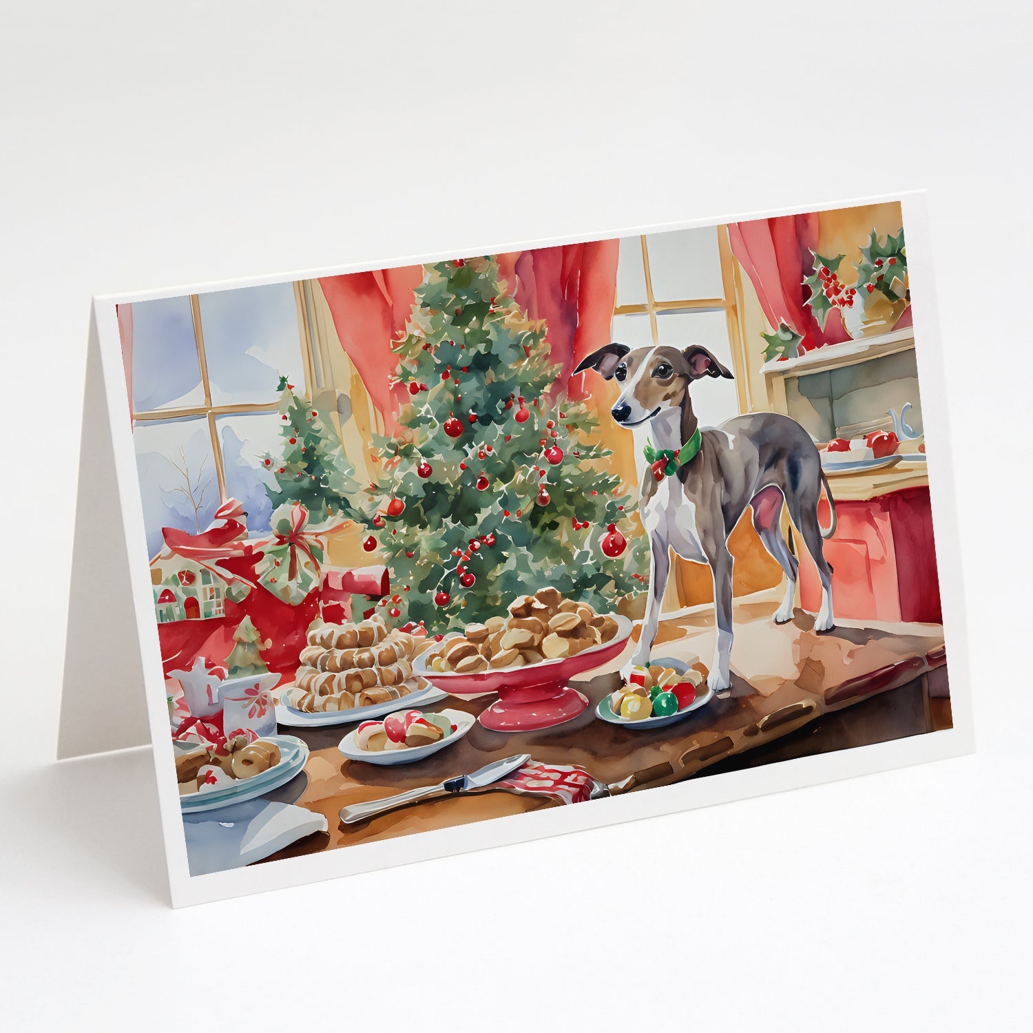Italian Greyhound Christmas Cookies Greeting Cards Pack of 8 Blank Cards with Envelopes Whimsical A7 Size 5x7