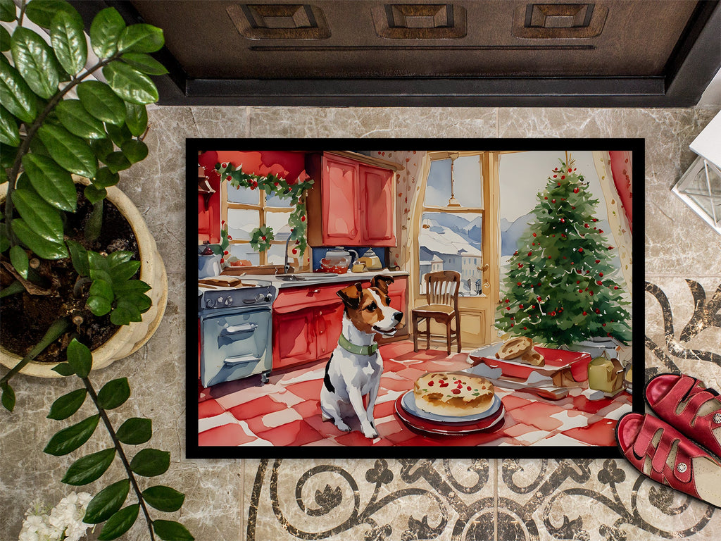 Jack Russell Terrier Christmas Cookies Doormat Indoor Outdoor 24H X 36W Front Door Mat Rugs for Entryway, Non Slip Washable Low Pile,