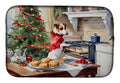 Jack Russell Terrier Christmas Cookies Dish Drying Mat Absorbent Dish Drying Mat Pad for Kitchen Counter Dish Drainer Mat for Countertop, 14 x 21", Multicolor