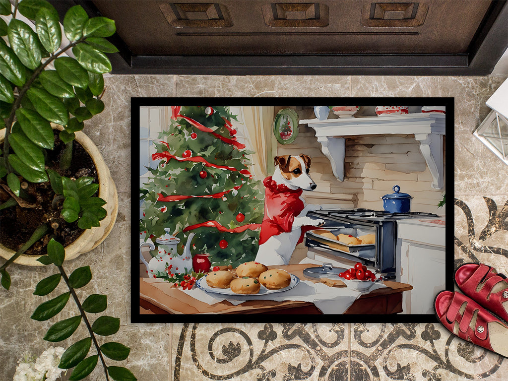 Jack Russell Terrier Christmas Cookies Doormat Indoor Outdoor 24H X 36W Front Door Mat Rugs for Entryway, Non Slip Washable Low Pile,