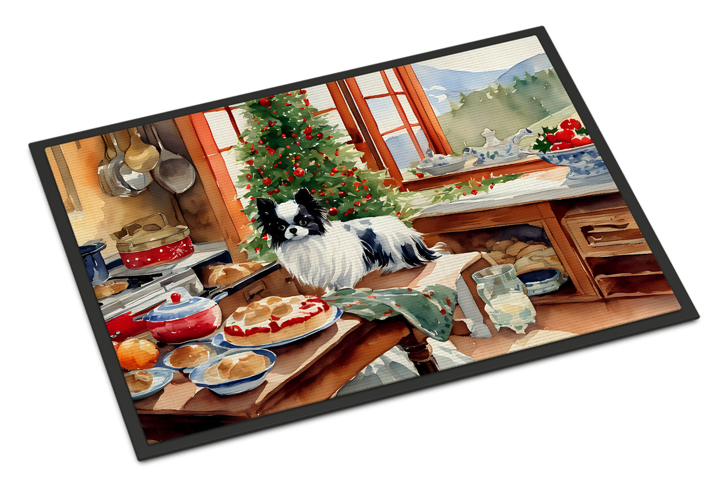 Japanese Chin Christmas Cookies Doormat Indoor Outdoor 24H X 36W Front Door Mat Rugs for Entryway, Non Slip Washable Low Pile,
