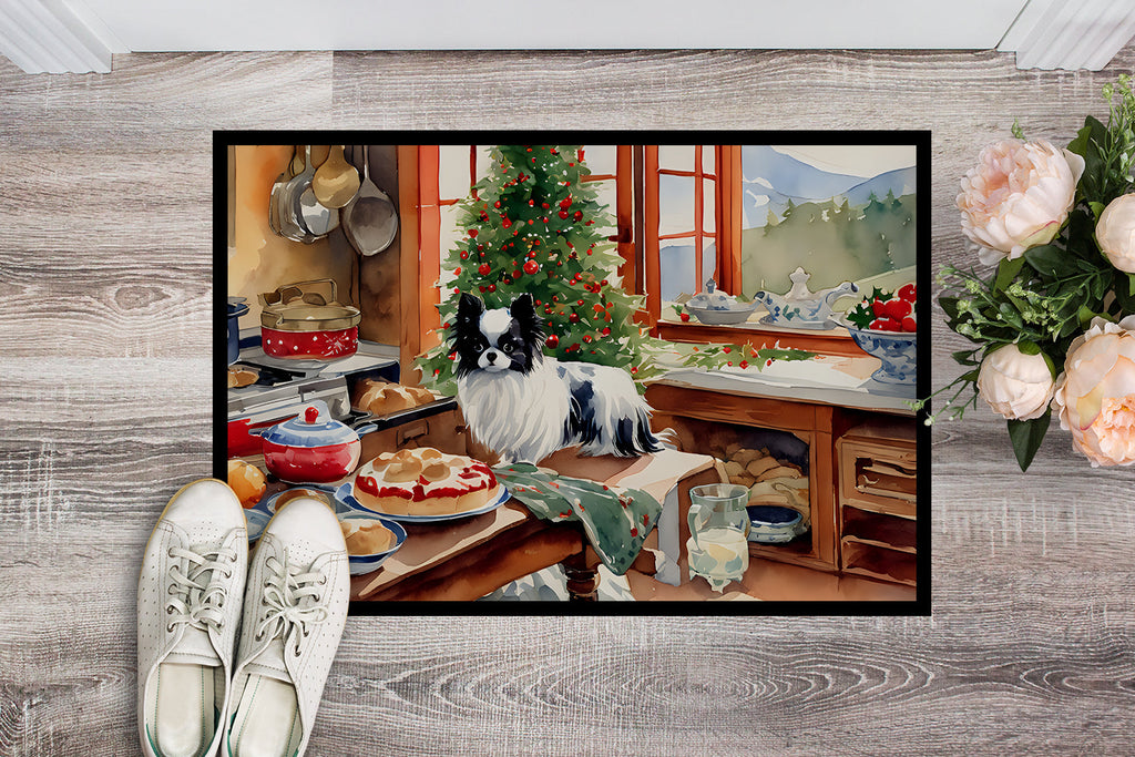 Japanese Chin Christmas Cookies Doormat Indoor Outdoor 18H X 27W Front Door Mat Rugs for Entryway, Non Slip Washable