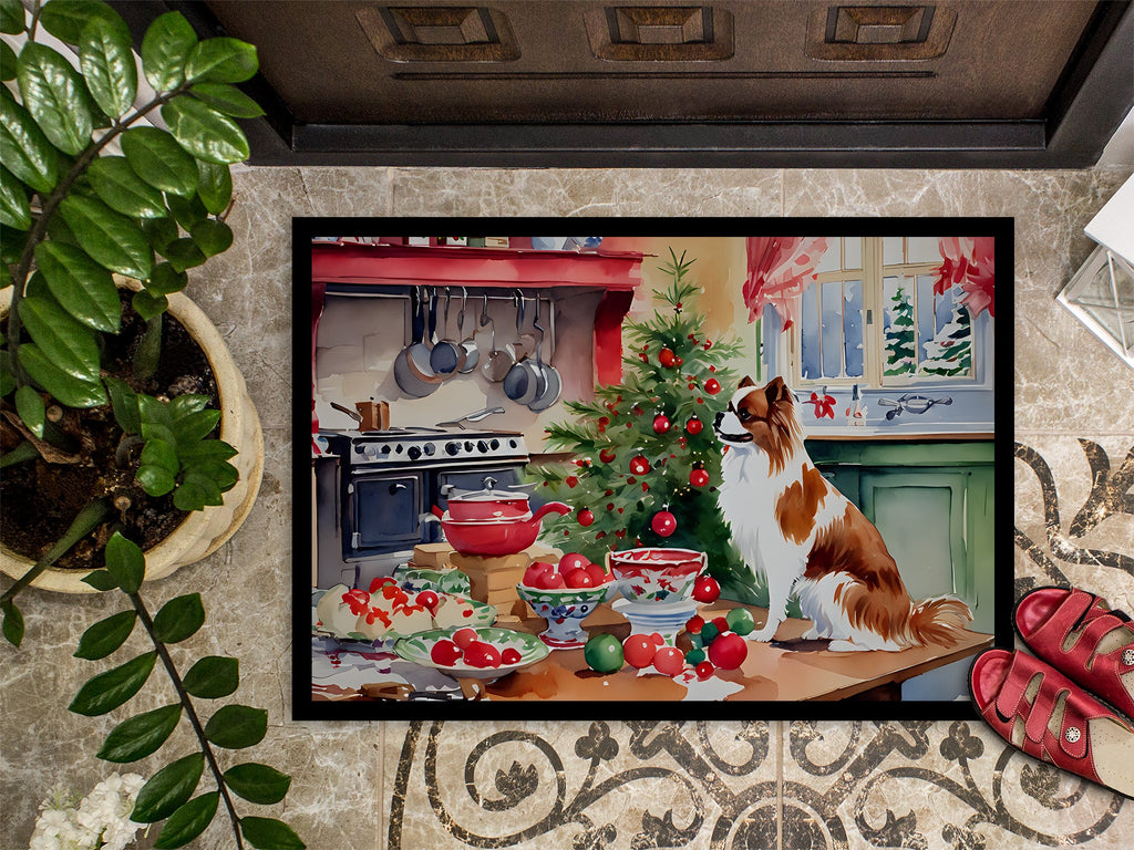 Japanese Chin Christmas Cookies Doormat Indoor Outdoor 18H X 27W Front Door Mat Rugs for Entryway, Non Slip Washable