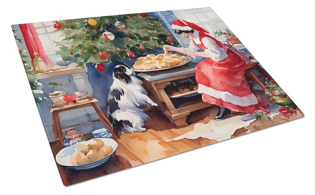 Japanese Chin Christmas Cookies Cutting Board Tempered Glass Kitchen Cutting Surface, Heat Resistant Chopping, Non-Slip Feet, Food Prep & Serving