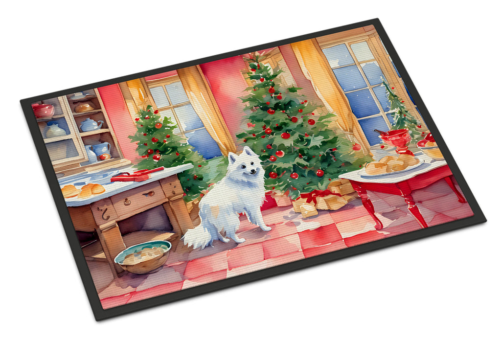 Japanese Spitz Christmas Cookies Doormat Indoor Outdoor 24H X 36W Front Door Mat Rugs for Entryway, Non Slip Washable Low Pile,