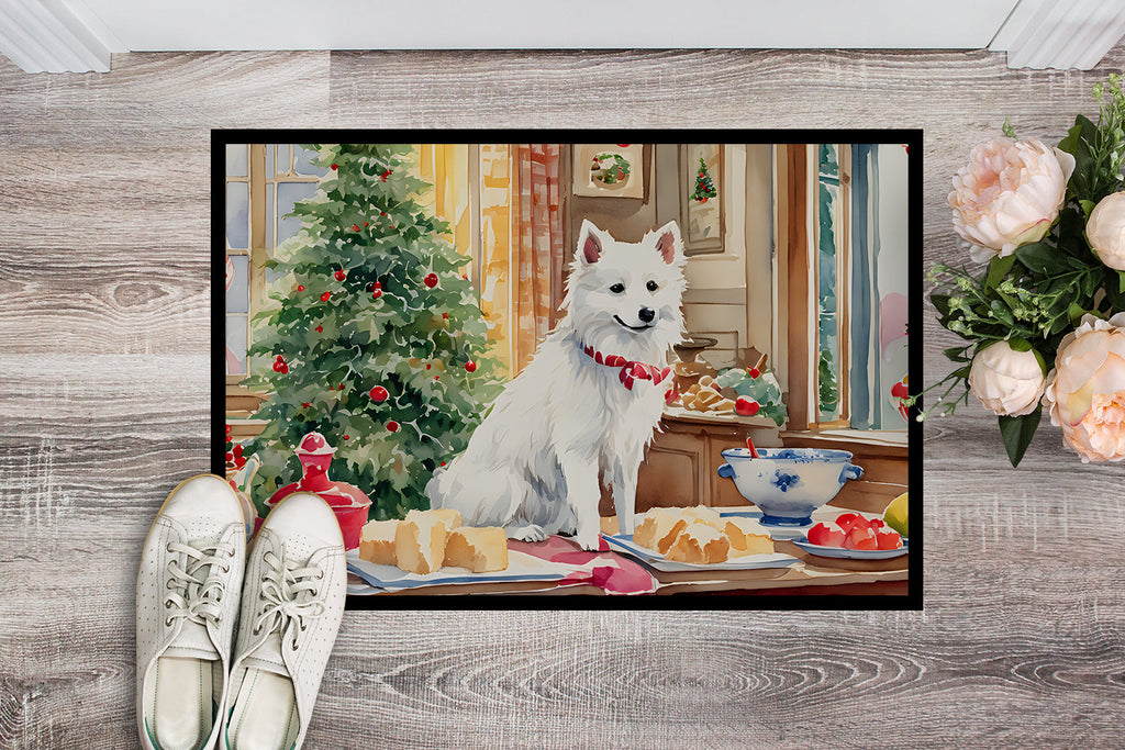 Japanese Spitz Christmas Cookies Doormat Indoor Outdoor 24H X 36W Front Door Mat Rugs for Entryway, Non Slip Washable Low Pile,