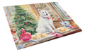 Japanese Spitz Christmas Cookies Cutting Board Tempered Glass Kitchen Cutting Surface, Heat Resistant Chopping, Non-Slip Feet, Food Prep & Serving