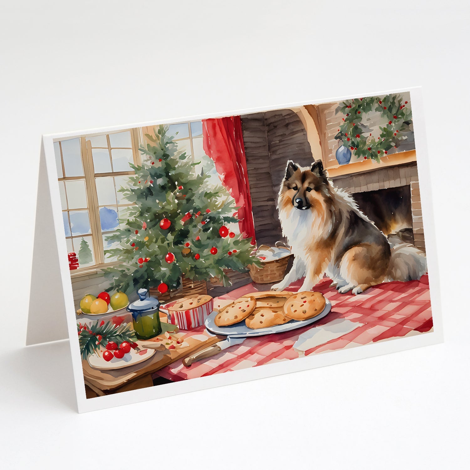 Keeshond Christmas Cookies Greeting Cards Pack of 8 Blank Cards with Envelopes Whimsical A7 Size 5x7