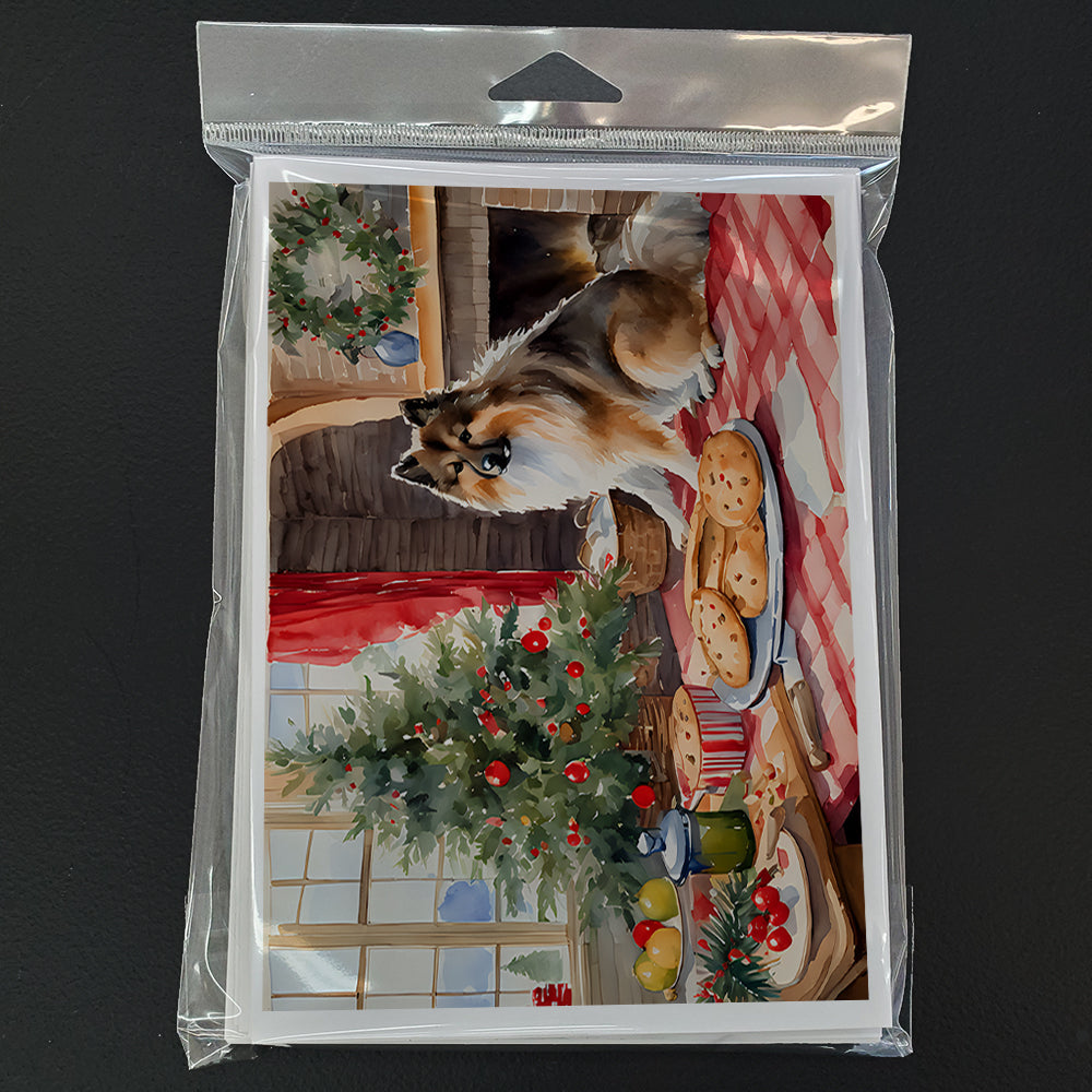 Keeshond Christmas Cookies Greeting Cards Pack of 8 Blank Cards with Envelopes Whimsical A7 Size 5x7