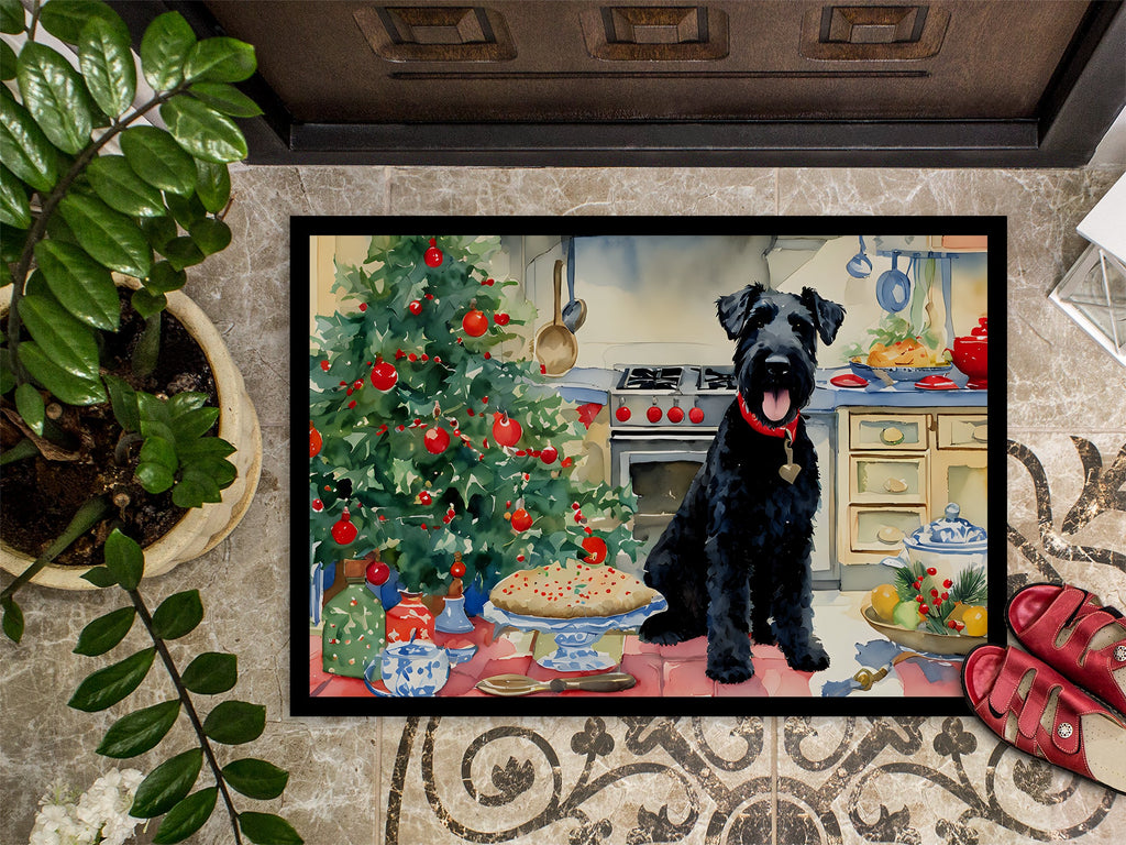 Kerry Blue Terrier Christmas Cookies Doormat Indoor Outdoor 18H X 27W Front Door Mat Rugs for Entryway, Non Slip Washable