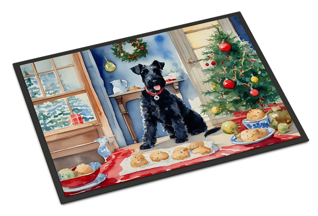 Kerry Blue Terrier Christmas Cookies Doormat Indoor Outdoor 18H X 27W Front Door Mat Rugs for Entryway, Non Slip Washable