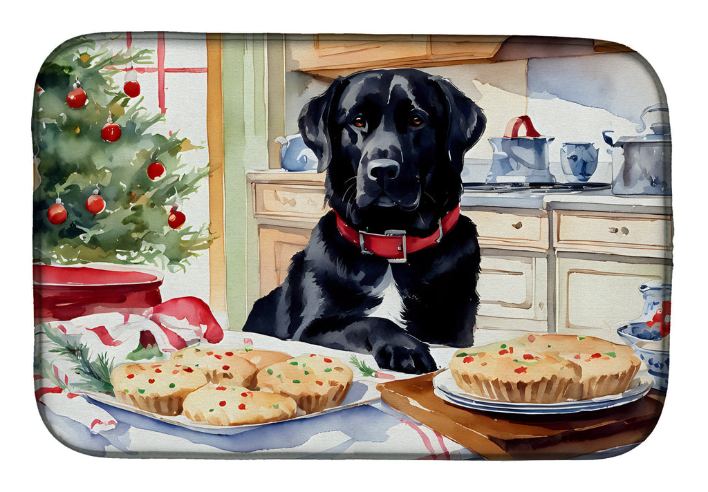 Labrador Retriever Christmas Cookies Dish Drying Mat Absorbent Dish Drying Mat Pad for Kitchen Counter Dish Drainer Mat for Countertop, 14 x 21", Multicolor