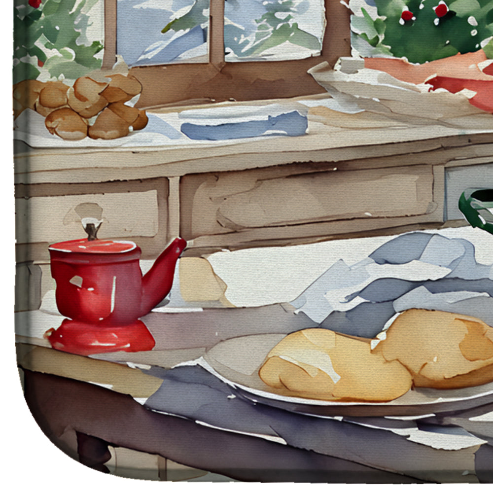 Labrador Retriever Christmas Cookies Dish Drying Mat Absorbent Dish Drying Mat Pad for Kitchen Counter Dish Drainer Mat for Countertop, 14 x 21", Multicolor