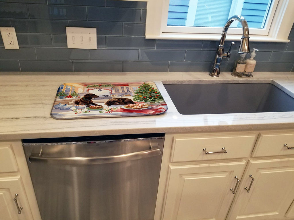Labrador Retriever Christmas Cookies Dish Drying Mat Absorbent Dish Drying Mat Pad for Kitchen Counter Dish Drainer Mat for Countertop, 14 x 21", Multicolor