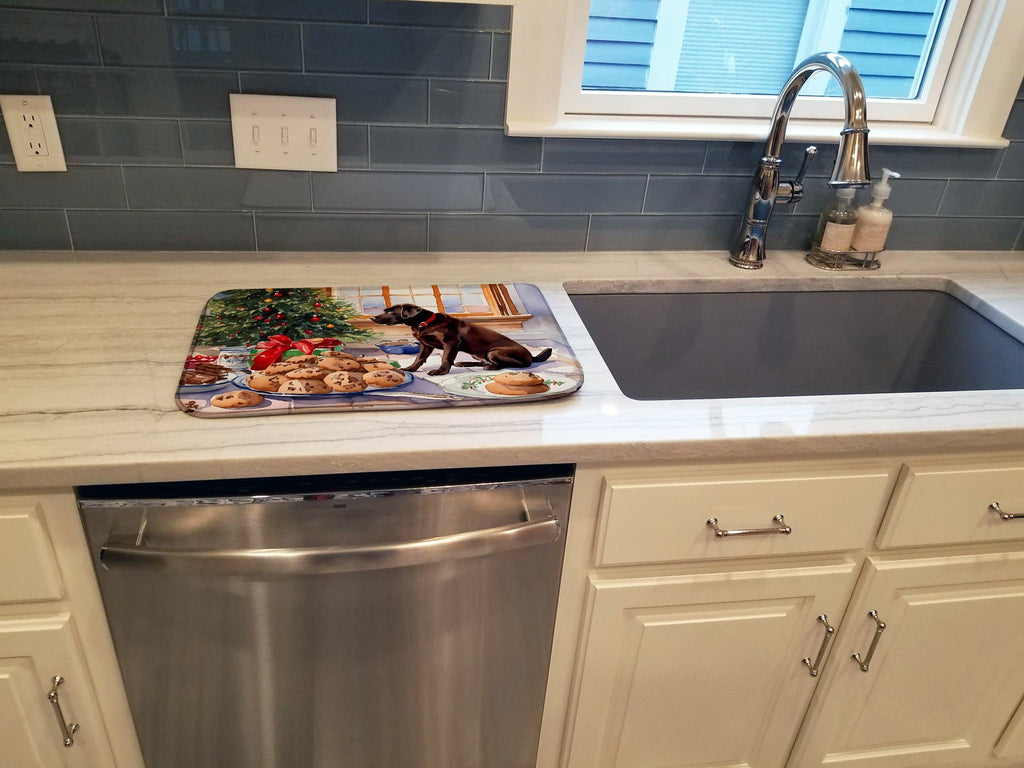 Labrador Retriever Christmas Cookies Dish Drying Mat Absorbent Dish Drying Mat Pad for Kitchen Counter Dish Drainer Mat for Countertop, 14 x 21", Multicolor