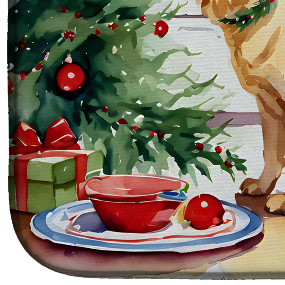 Labrador Retriever Christmas Cookies Dish Drying Mat Absorbent Dish Drying Mat Pad for Kitchen Counter Dish Drainer Mat for Countertop, 14 x 21", Multicolor