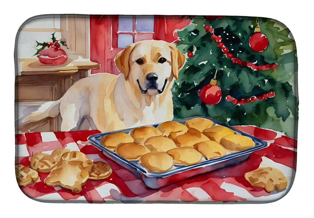 Labrador Retriever Christmas Cookies Dish Drying Mat Absorbent Dish Drying Mat Pad for Kitchen Counter Dish Drainer Mat for Countertop, 14 x 21", Multicolor