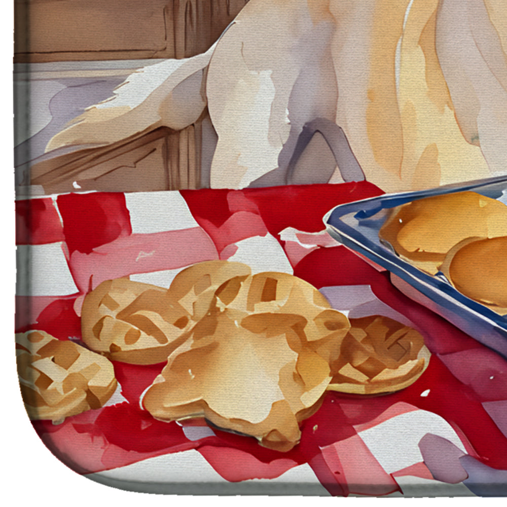 Labrador Retriever Christmas Cookies Dish Drying Mat Absorbent Dish Drying Mat Pad for Kitchen Counter Dish Drainer Mat for Countertop, 14 x 21", Multicolor